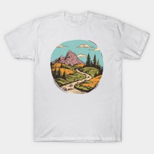 Beautiful Hiking Trail Illustration T-Shirt